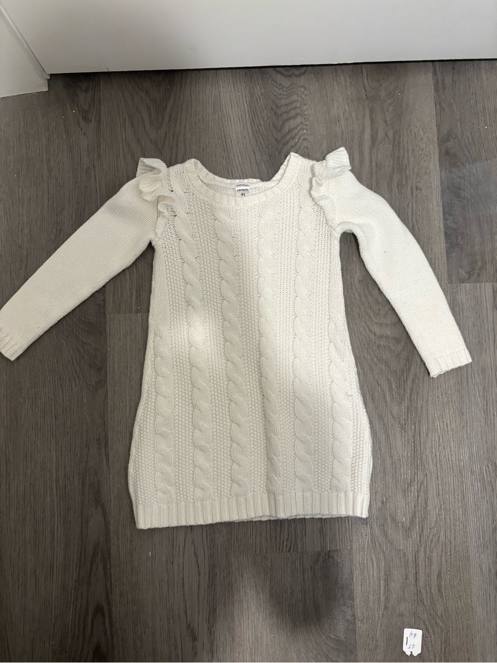 Girls Cream/White Cable Knit Sweater Dress - Unbranded